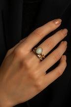 Opal Doğal Taş 925 Ayar Gümüş Yüzük