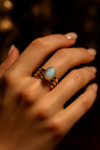 Opal Doğal Taş 925 Ayar Gümüş Yüzük