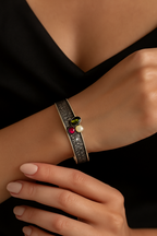 Opal - Zebercet Doğal Taş İşlemeli 925 Ayar Gümüş Bileklik