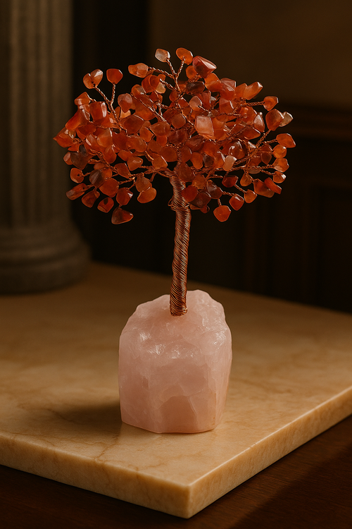 Pembe Kuvars - Akik Doğal Taş Ağaç