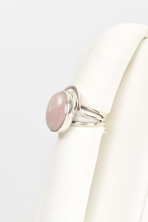 Pembe Kuvars Doğal Taş 925 Ayar Gümüş Yüzük