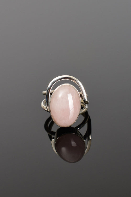 Pembe Kuvars Doğal Taş 925 Ayar Gümüş Yüzük