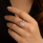 Pembe Kuvars Doğal Taş 925 Ayar Gümüş Yüzük