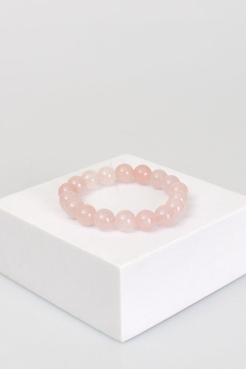 Pembe Kuvars Doğal Taş Bileklik 10 mm