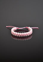 Pembe Kuvars Doğal Taş Çift Sıra Makrome Bileklik 6 mm