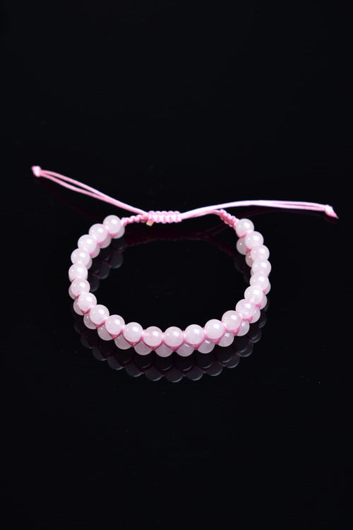 Pembe Kuvars Doğal Taş Çift Sıra Makrome Bileklik 6 mm