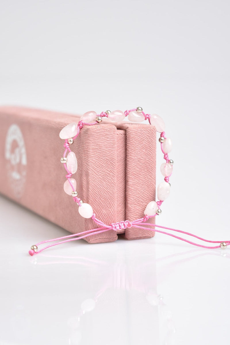 Pembe Kuvars Doğal Taş Makrome Bileklik - Görsel 2 - Safnaturel