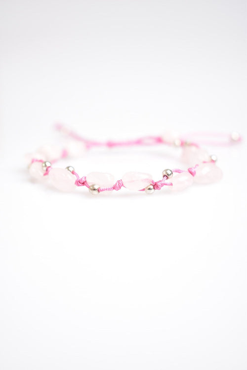 Rose Quartz Natural Stone Macrame Bracelet