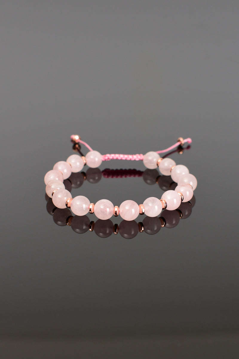 Pembe Kuvars Doğal Taş Makrome Örme Bileklik - Görsel 1 - Safnaturel