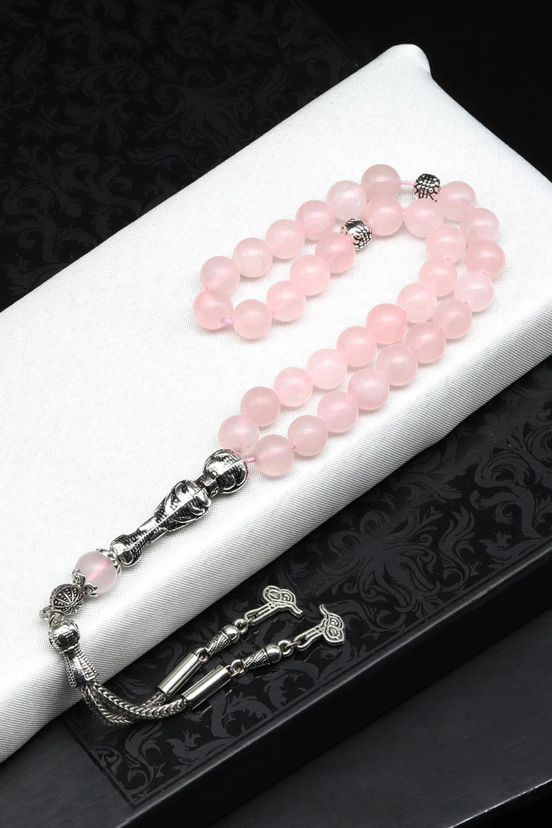 Pembe Kuvars Doğal Taş Tesbih 8 mm Küre Kesim - Görsel 1 - Safnaturel