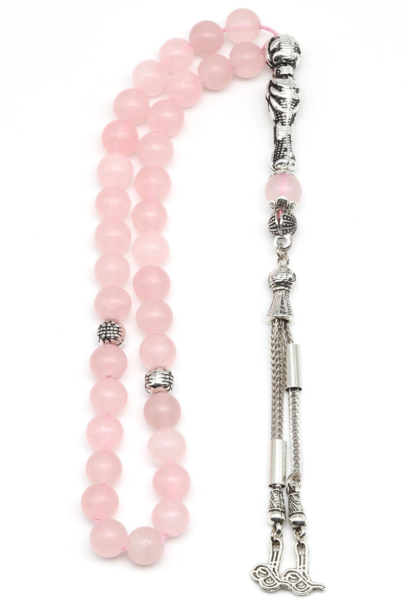 Pembe Kuvars Doğal Taş Tesbih 8 mm Küre Kesim - Görsel 2 - Safnaturel