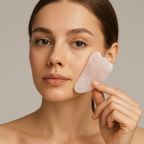 Pembe Kuvars Doğal Taşı Gua Sha Kaz Ayağı Yüz ve Vücut Masaj Aleti