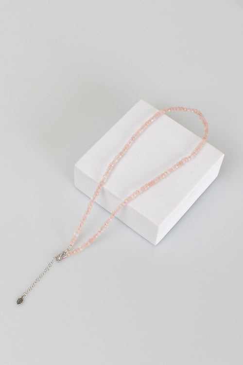 Pembe Kuvars Doğaltaş Kolye 4mm