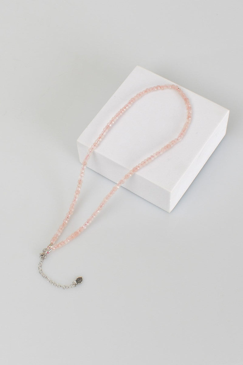 Pembe Kuvars Doğaltaş Kolye 4mm - Görsel 4 - Safnaturel