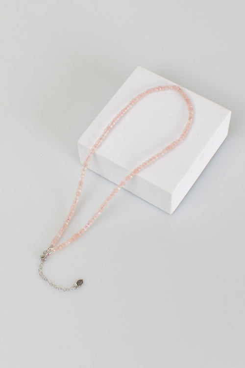 Pembe Kuvars Doğaltaş Kolye 4mm