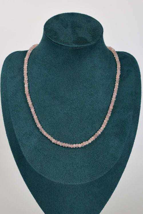 Pembe Kuvars Doğaltaş Kolye 4mm