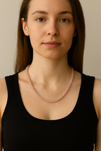 Pembe Kuvars Doğaltaş Kolye 4mm