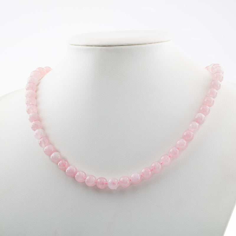 Pembe Kuvars (Gül Kuvars) 8 mm Dizi Doğal Taş Kolye - Görsel 2 - Safnaturel
