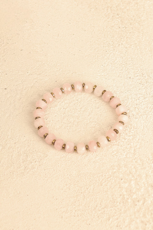 Pembe Kuvars - Hematit Doğal Taş Bileklik
