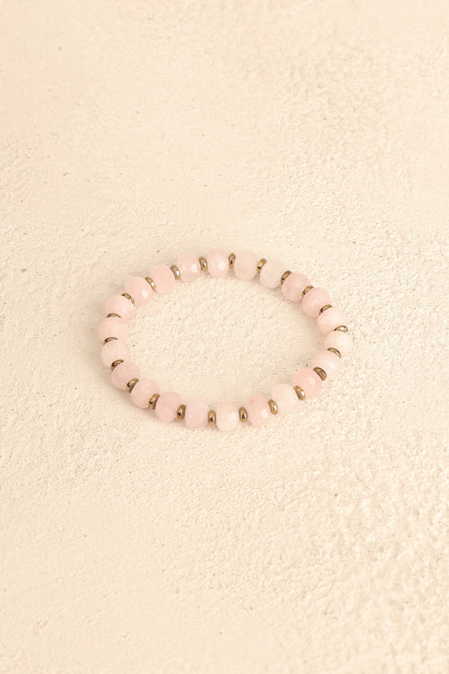 Pembe Kuvars - Hematit Doğal Taş Bileklik