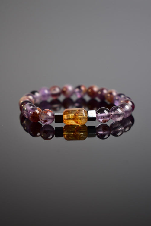 Phantom Kuvars - Sitrin - Hematit Doğal Taş Unisex Bileklik