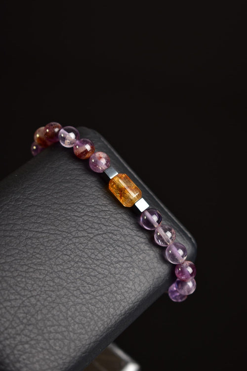 Phantom Kuvars - Sitrin - Hematit Doğal Taş Unisex Bileklik