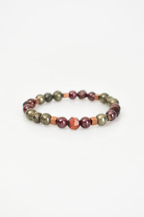 Pyrite - Tiger Eye - Garnet Natural Stone Design Bracelet