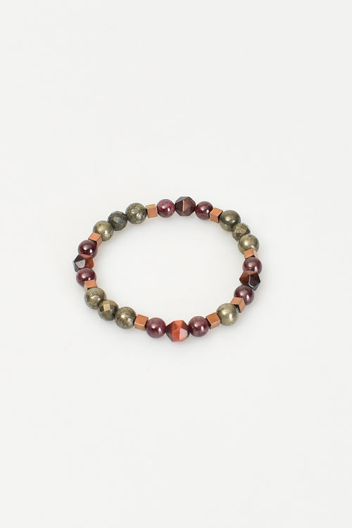 Pyrite - Tiger Eye - Garnet Natural Stone Design Bracelet