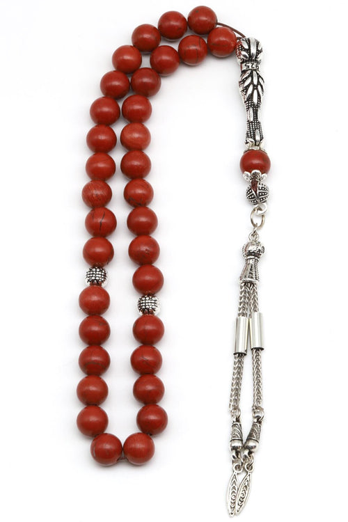 Red Jasper Doğal Taş Tesbih 8 mm Küre Kesim