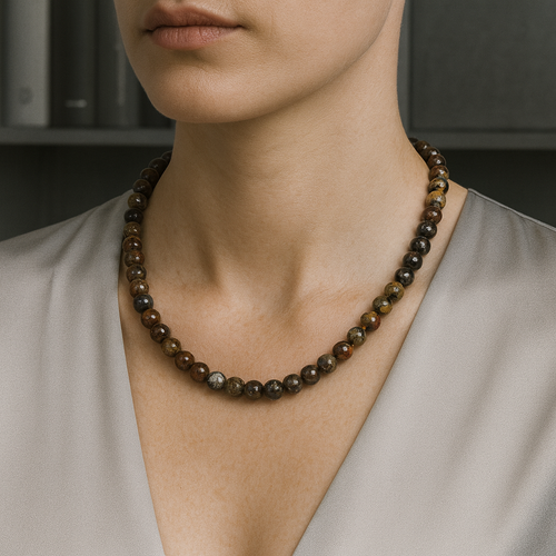 Riyolit Doğal Taş Dizi Kolye 8 mm