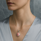 Rodokrozit Doğal Taş 925 Ayar Gümüş Kolye