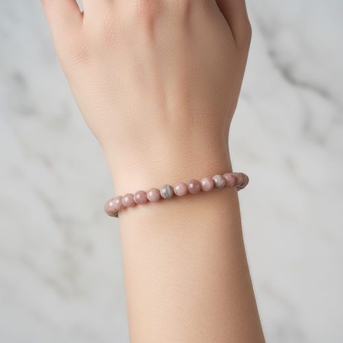 Rodokrozit Doğal Taş Bileklik 5 mm Küre Kesim