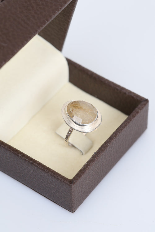 Rutilli Kuvars Doğal Taş 925 Ayar Gümüş Yüzük