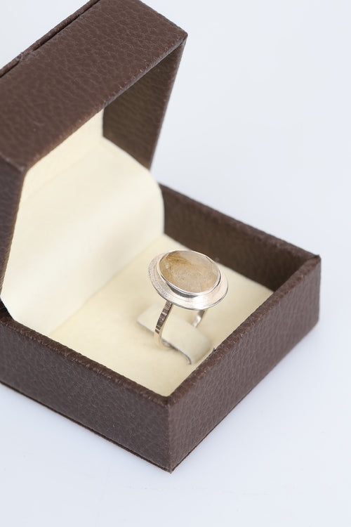 Rutilli Kuvars Doğal Taş 925 Ayar Gümüş Yüzük