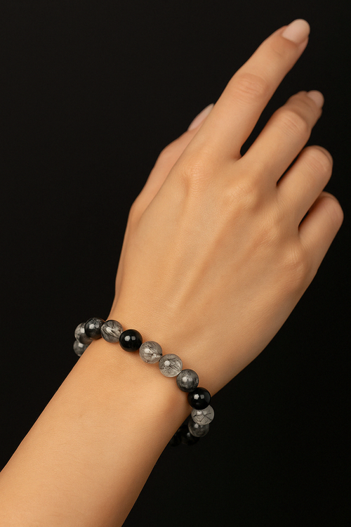 Rutilli Kuvars Doğal Taş Bileklik 10 mm