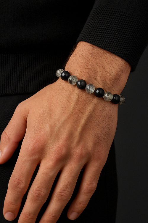 Rutilli Kuvars Doğal Taş Bileklik 10 mm