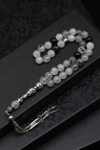 Rutilated Quartz Natural Stone Prayer Beads 8 mm Sphere Cut