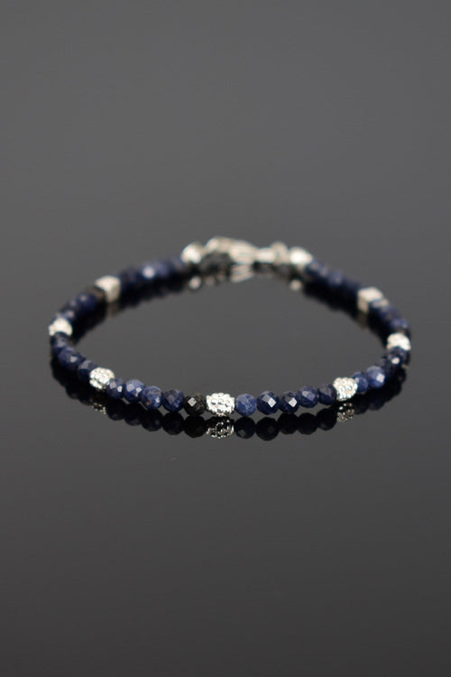 Safir Doğal Taş 925 Ayar Gümüş Kapama Bileklik - Ayışığı Koleksiyonu