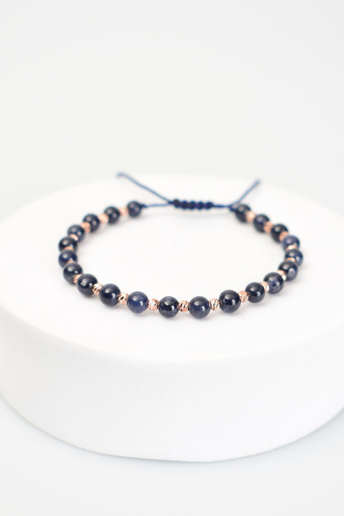 Safir Doğal Taş Makrome Bileklik