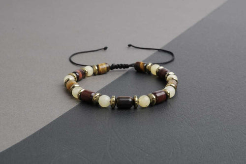 Kaplan Gözü – Hematit – Kalsit Doğaltaş Erkek Bileklik