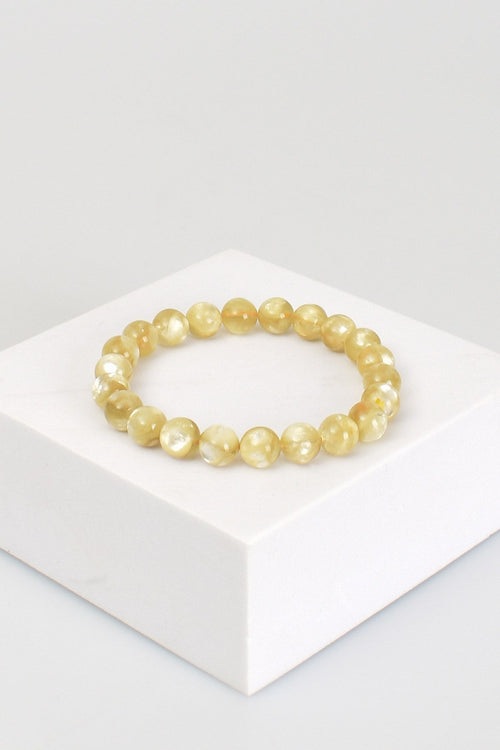 Sarı Lepidolit Doğal Taş Bileklik 8 mm