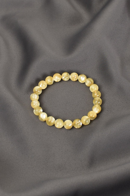 Sarı Lepidolit Doğal Taş Bileklik 8 mm