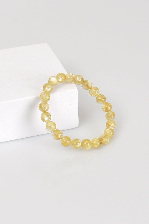 Sarı Lepidolit Doğal Taş Bileklik 8 mm