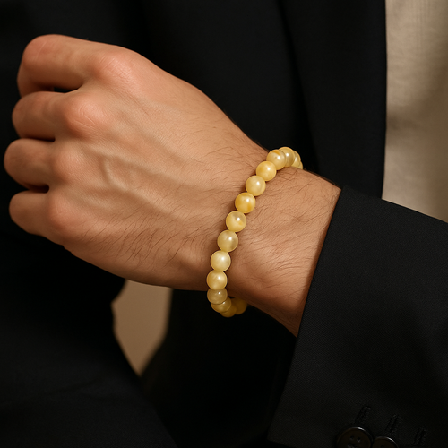 Sarı Lepidolit Doğal Taş Bileklik 8 mm