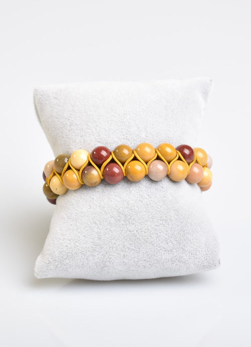 Sarı Jasper 8mm Çift Sıra Makrome Doğal Taş Bileklik