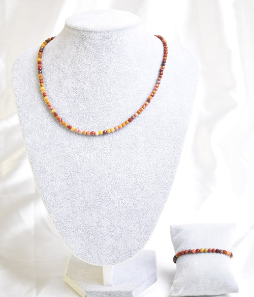 Sarı Jasper Doğal Taş Kolye ve Bileklik Takımı – 3-4 mm