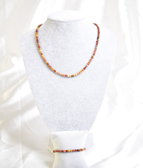 Sarı Jasper Doğal Taş Kolye ve Bileklik Takımı – 3-4 mm