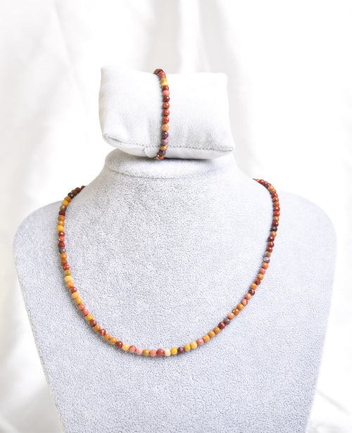 Sarı Jasper Doğal Taş Kolye ve Bileklik Takımı – 3-4 mm