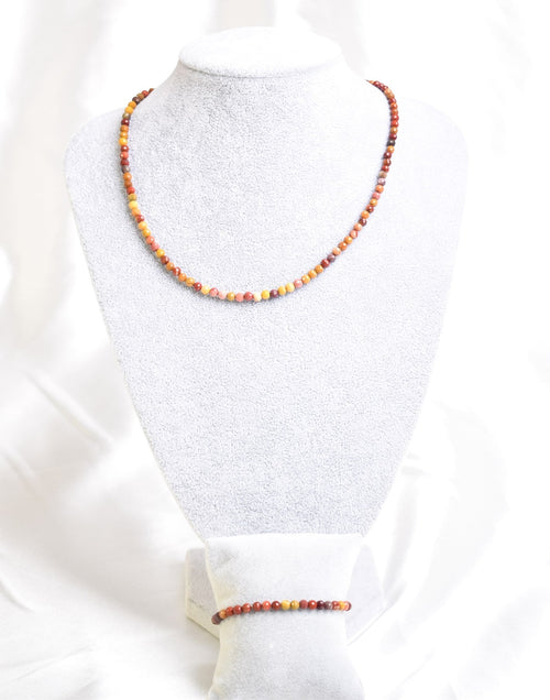 Sarı Jasper Doğal Taş Kolye ve Bileklik Takımı – 3-4 mm