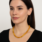 Sarı Kaplan Gözü Doğal Taş 8 mm Dizi Kolye